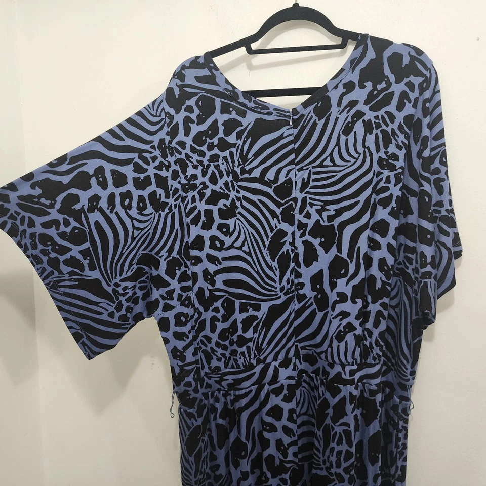 Mono Lisa Rinna Collection Azul Animal Manga Corta Pierna Ancha Talla Grande 20W Foto 4 de 4