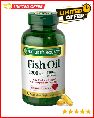 Nature's Bounty Fish Oil Omega 3 Supplements - Supports Heart Health, 1200 Mg!!!