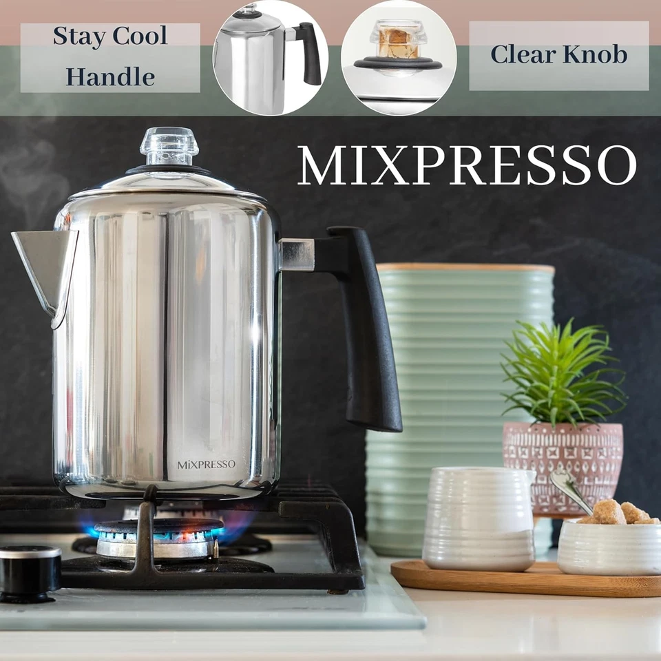 Cafetera de acero inoxidable Mixpresso para estufa, 37oz  Foto 4 de 4