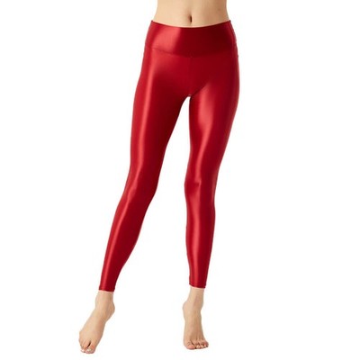 Women High-Waist Shiny Satin Stretch Skinny Dance Yoga Party Club Leggings Pants
