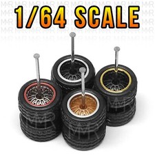 1/64 Scale BBS LM MESH Real Rider Wheels and Tires Set for Hot