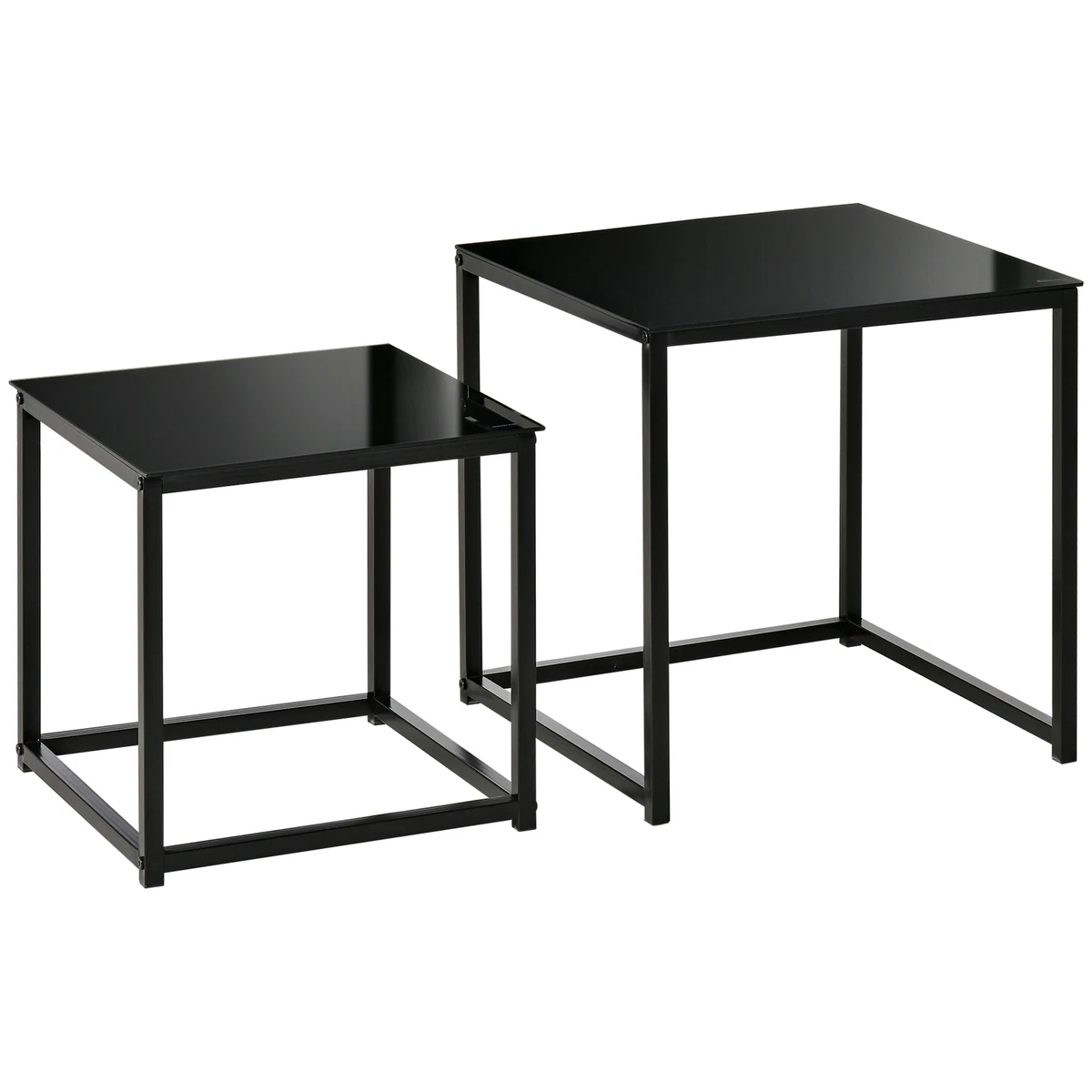 HOMCOM Nest of 2 Side Tables Set of Bedside Tables for Living Room