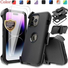 For iPhone 14 13 12 11 Pro Max XR Shockproof Case Belt Clip Screen Protector