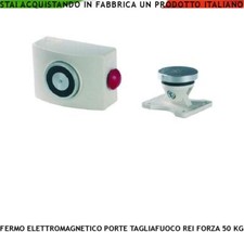 PORTA TAGLIAFUOCO ELETTROMAGNETE BIANCO SBLOCCO 50 KG ANTINCENDIO ALIMENT. 24 V