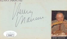 HENRY MANCINI d.1994  Signed 3x5 Index Card Composer, Pink Panther JSA CC38027*