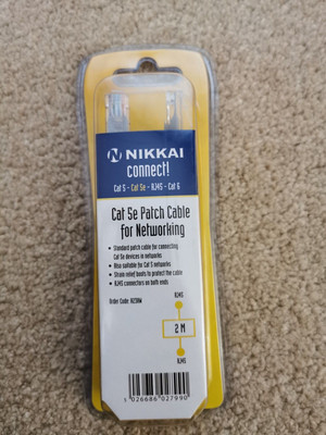 Nikkai connet! Cat 5e Patchkabel zum Netzwerken 2M, RJ45 beidseitig. Neu. Grau