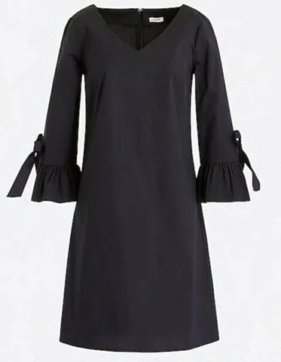 VETEMENTS Abito J Crew 00 nero mini cravatta spalline manica a campana scollo a V elasticizzato