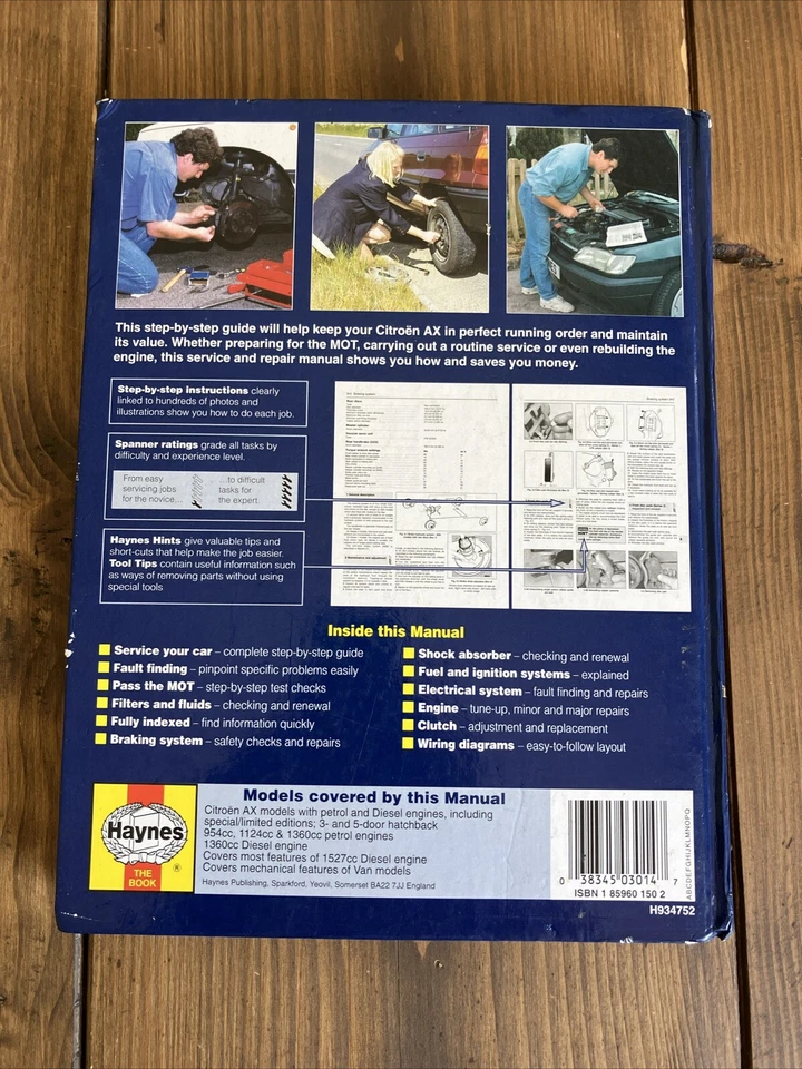 Citroen AX Haynes Manual Hardback Petrol & Diesel 1987 - 1994 Service & Repair - Image 3 of 4