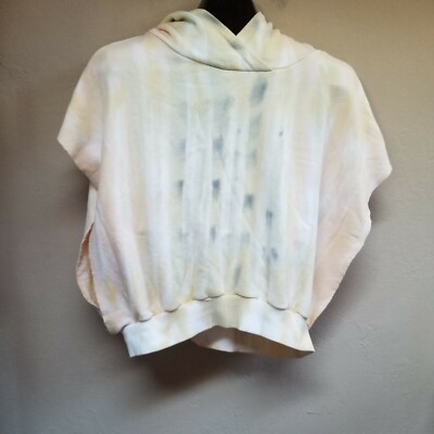 Young Fabulous & Broke Womens Medium Cream Tie-Dye Carla Cutoff Hoodie Pullover