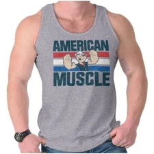 American Muscle Gym Workout Licensed Popeye Mens Tank Tops Sleeveless Shirt Tee