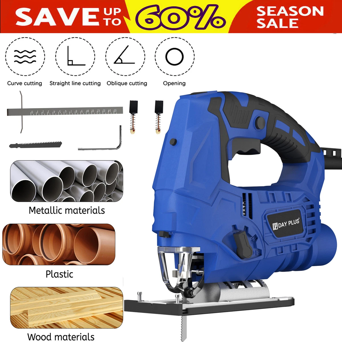 Electric Jigsaw Saw Portable Multifunctional Jig Saw Tool for Wood Metal Cutting