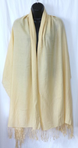 NORDSTROM Fringed Yellow Wool/Cashmere Scarf Wrap 27.5 X 78 EXC - Picture 2 of 7