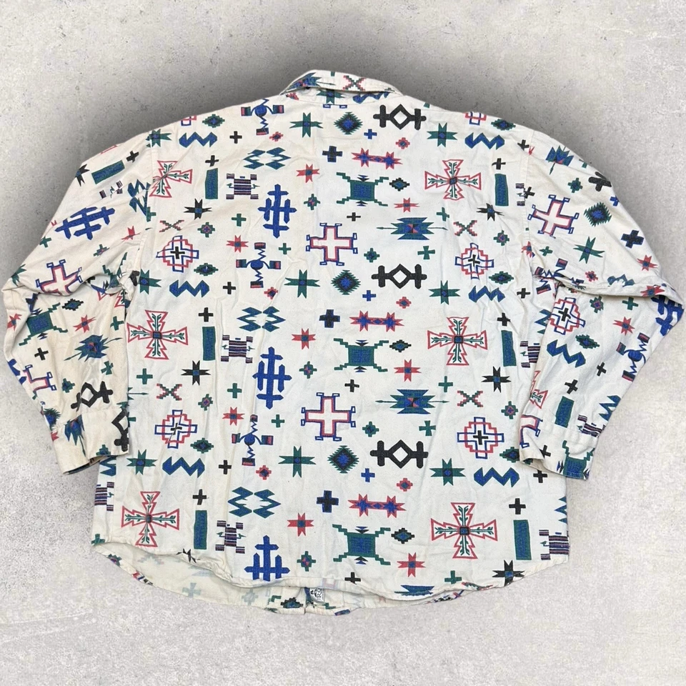 VINTAGE Rancho Deluxe Native American Navajo Aztec Shirt Mens Sz XL - Image 2 of 4