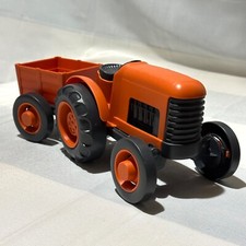 Green Toys Tractor & Trailer Toy Orange 2 Pieces Recycled Made in USA Excellent