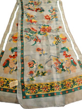 "SILKEN POLYESTER By BERKSHIRE" Floral Scarf Made In Italy 52" x 12" Blue 273