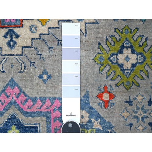5'x6'4" Cloud Gray Colorful Hand Knotted Fusion Kazak Oriental Rug G89229 - Picture 3 of 6