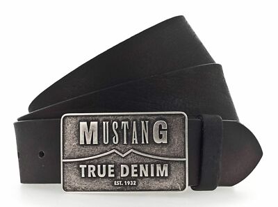 MUSTANG Pelle cintura Men Leather Belt W90 Black nero