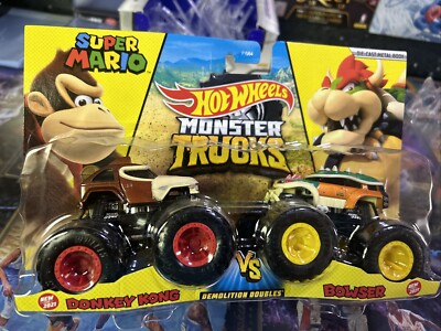Hot Wheels Super Mario Monster Trucks  Demolition Doubles Donkey Kong VS Bowser 