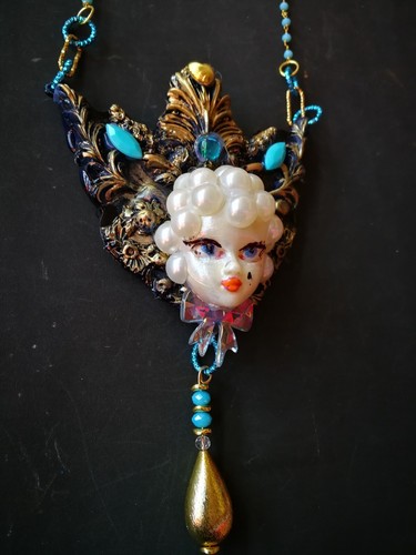 Belle Epoque Jewelry Art Deco Nouveau Doll Head Luxury Marilyn Monroe Drop Pearl - Picture 11 of 24