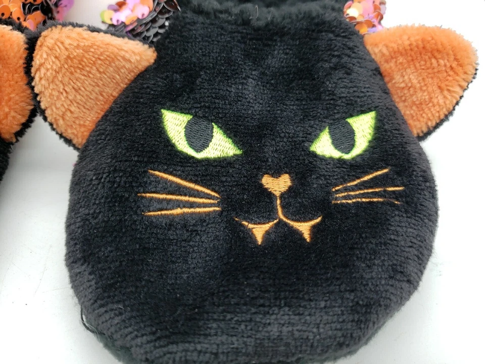 ZAPATILLAS HALLOWEEN GATO MUJER TALLA 8M NEGRO ROSA NARANJA NEGRO LENTEJUELAS ESPALDA LATERAL  Foto 3 de 4