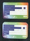 Lot de deux cartes provisoires SNCF / RATP - Ticket de métro de Paris