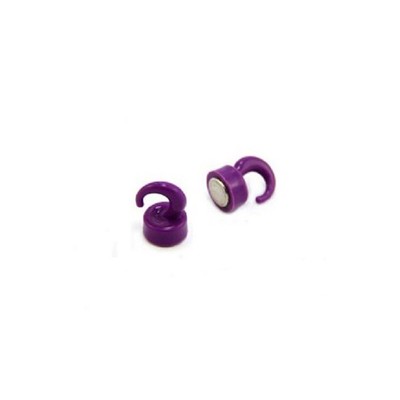 Crochets Magnétiques Mini En Plastique Bleu - Charge 1kg, Diamètre 12mm X Hauteur 20mm, Pack De 2