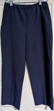 Act III Pants Slacks Women's Size 16P Navy Elastic Waist Side Pockets USA Made