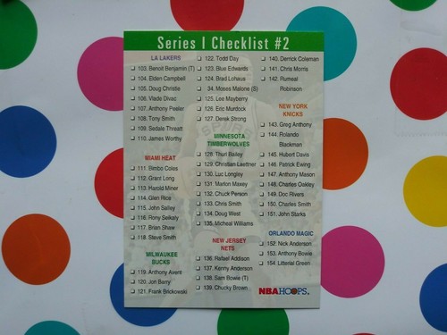 1993 94 NBA Hoops Basketball 299 Series 1 Checklist 2 Cards 103 203 EBay