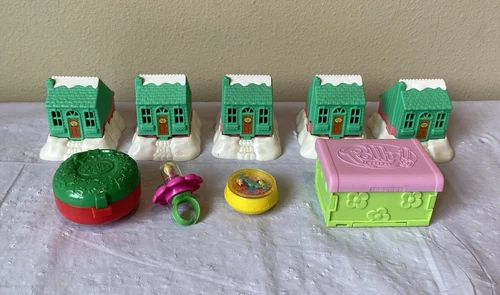 Lot of 9 Vintage 1990s McDonald’s Polly Pocket Happy Meal Christmas Toys