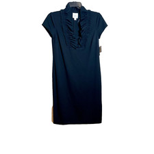 Suzi Chin for Maggy Boutique Shift Dress Womens 2 Black Cap Sleeve Ruffle NEW