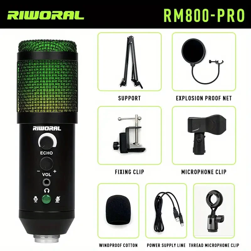 RIWORA RGB Multi-Color USB Microphone Perfect for PC Gaming, Streaming, Podcast - Image 2 of 2