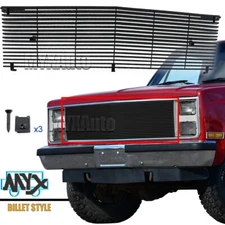 Fits 1981-1987 Chevy Blazer/C/K Pickup/GMC Front Billet Grille Black Grill