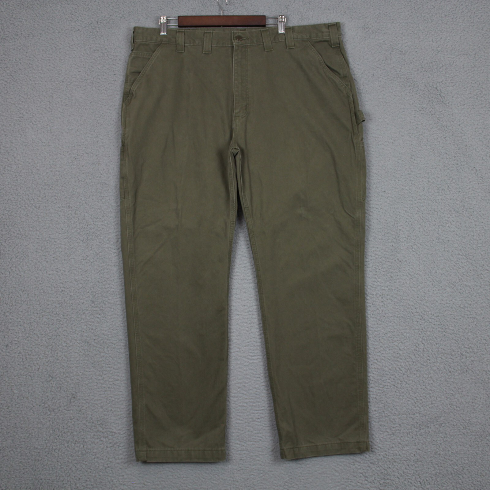 Pantalones de carpintero Crahartt para hombre talla 44x32 verde musgo calce suelto lona lavada trabajo