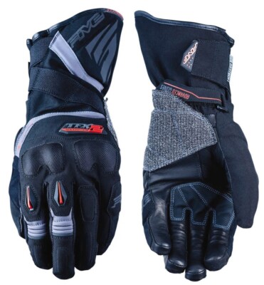 MOTORCYCLE GLOVES FIVE TFX2 WP BLACK GREY WATERPROOF TOUCH SCREEN PROTECTIONS SIZE S