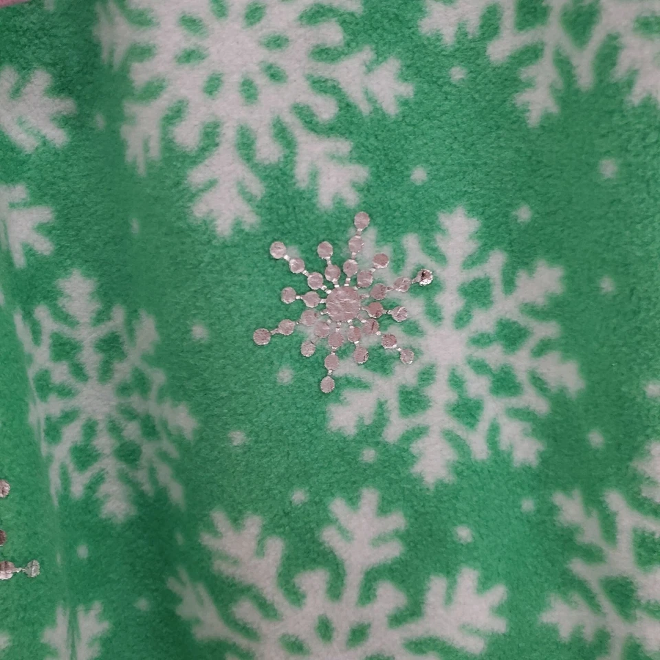 Pantalones de pijama Justice Girl verde suave polar vacaciones blanco estampado copo de nieve nuevos con etiquetas 10 Foto 2 de 4