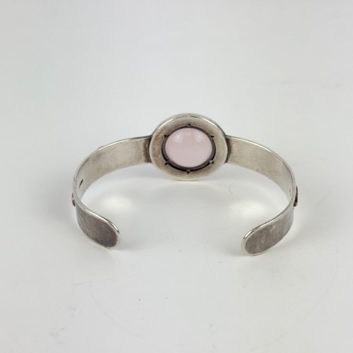 Bracciale Quarzo Rosa Vintage Argento Sterling Serpente Navajo Firmato Gallina - Foto 5 di 10