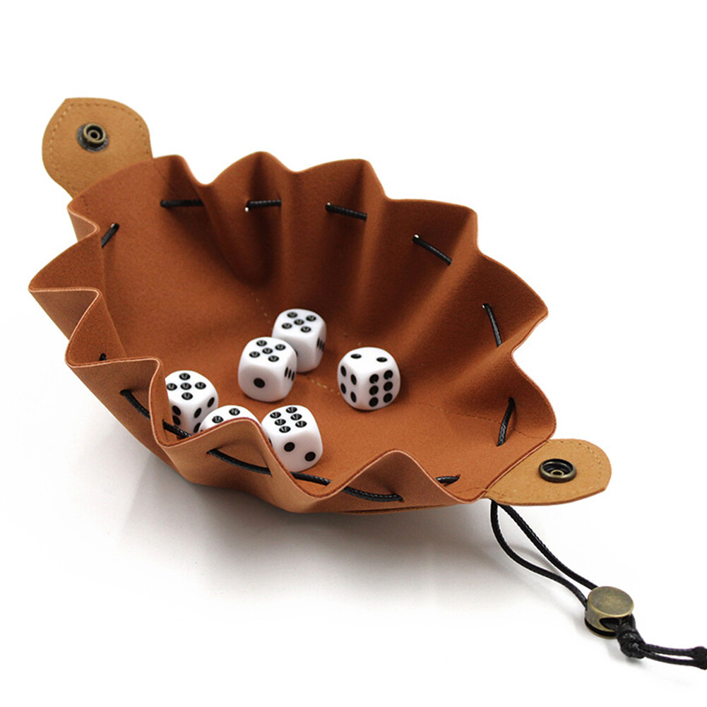 PU Leather Dice Bag Pouch with Drawstring Coin Purse DND Dice Storage