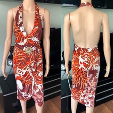 VERSACE S/S 2005 Runway Sexy Plunged Open Back Dress IT 38