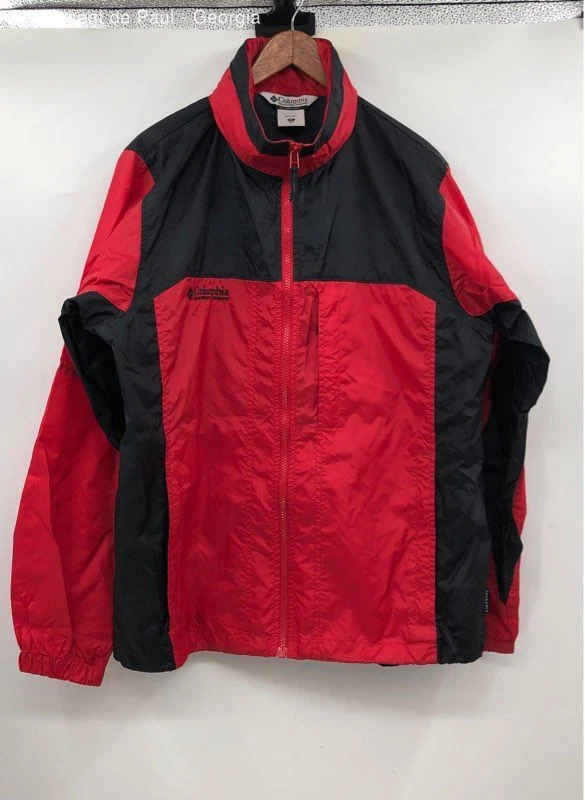 Columbia Black & Red 90s Full Zip Nylon Windbreaker Jacket - Size M