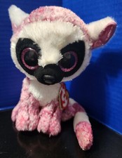Ty Beanie Boos LeeAnn the Lemur Plush 6" Pink Glitter Stuffy Stripes Cute