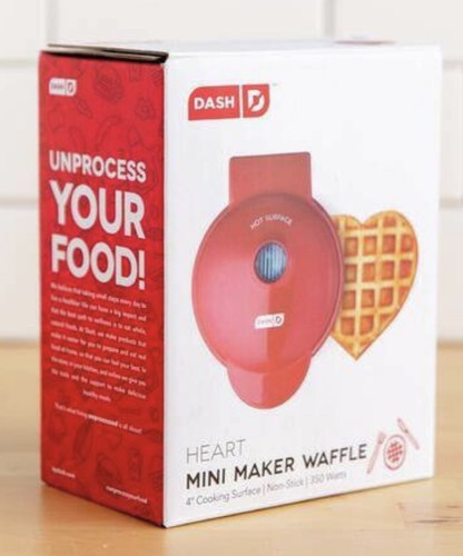 mini waffle maker heart red