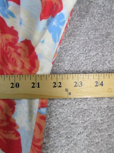Lands' End Sweater Womens Large Beige Red Blue Floral Cotton Knit Cardigan - Picture 6 of 8