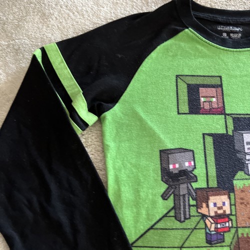 Minecraft Jungen schwarz grün Creeper Skelett Schwert Langarm Pyjama 10-12 - Bild 3 von 10
