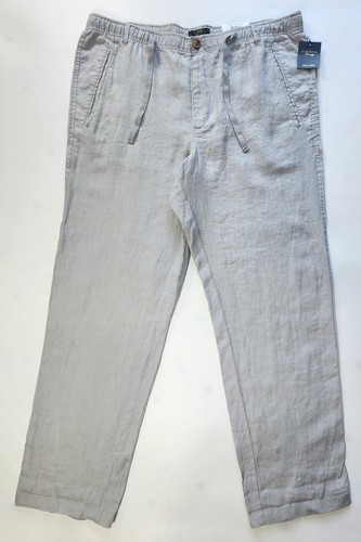 Club Room Linen Pants Men's 38x32 XL Gray Lightweight Beach Shade Slate Lux NWT