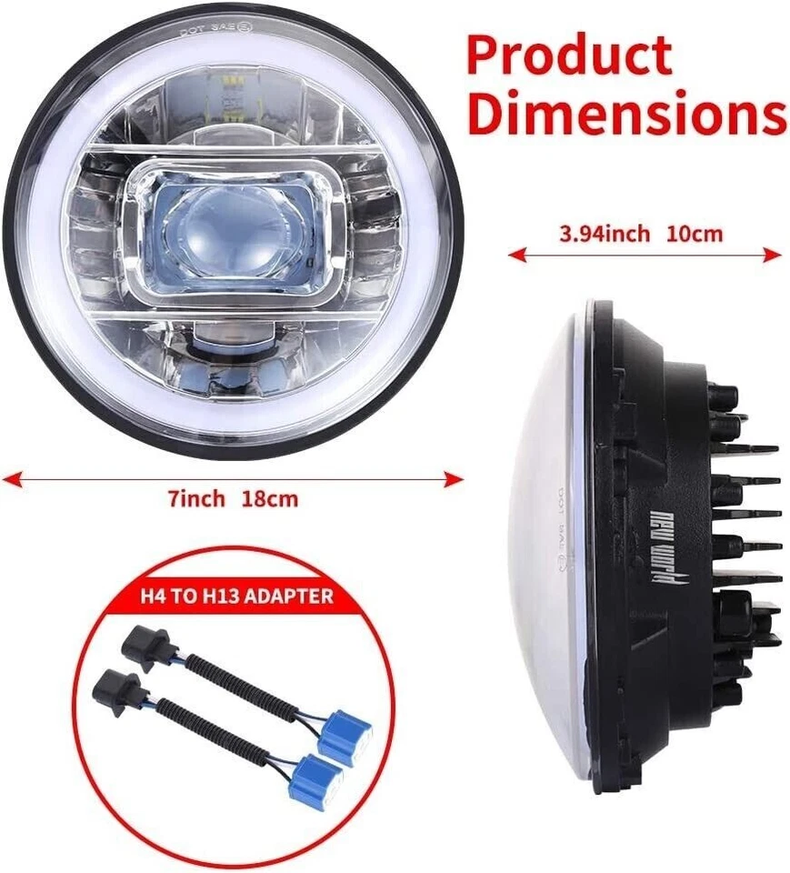 Faros LED Cree redondos blancos 75W para Volkswagen Karmann Ghia 1967-1974 7 pulgadas... Foto 3 de 4