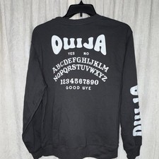 Ouija Graphic Print Crewneck Pullover Sweatshirt Black Fleece Women's Large