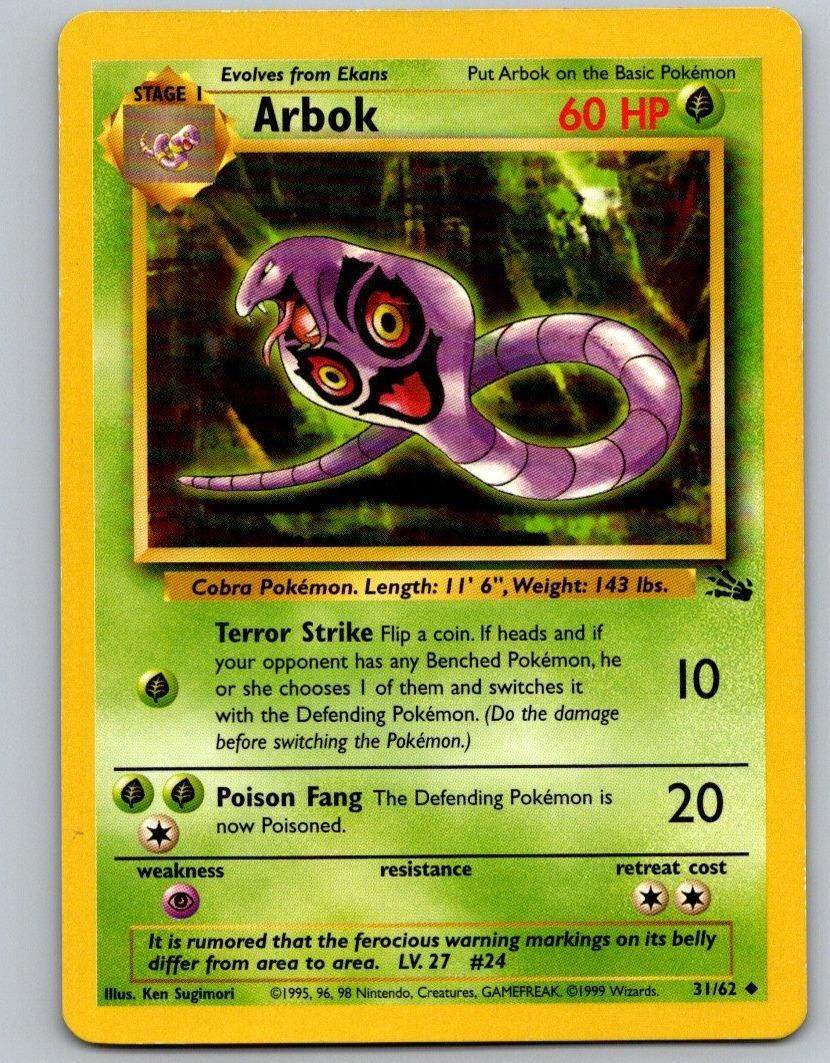Pokemon TCG Fossil - Arbok 31/62 Uncommon MP
