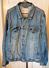 American Eagal Outfitters Women's Denim Blue Jean Button Up Jacket Size XL