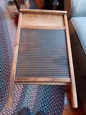 VTG WOOD AND TIN WASHBOARD "MODEL". 1211