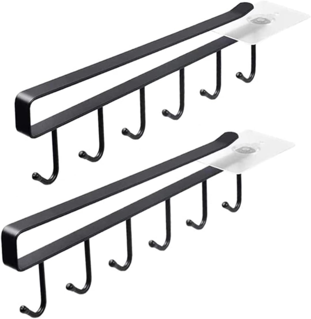 Mug Holder under Cabinet Cup Rack Organizer with 6 Hooks under Shelf Hanger Dril